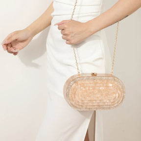 Moda acrílico bolsa de noite feminina vintage em forma de concha mármore ombro corrente saco cross-border na moda vestido de baile saco