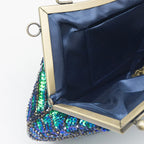 Bolsa luxuosa de lantejoulas com penas de pavão, feita à mão, retrô, cheongsam, bolsa de jantar, bolsa de mão com contas para vestido de casamento, jantar