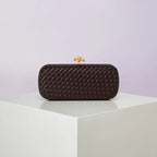 Bolsa Transversal B Home de PU Trançado, Bolsa de Ombro ande com Corrente, Estilo Europeu Moderno, Superfície ia, Cor Pura