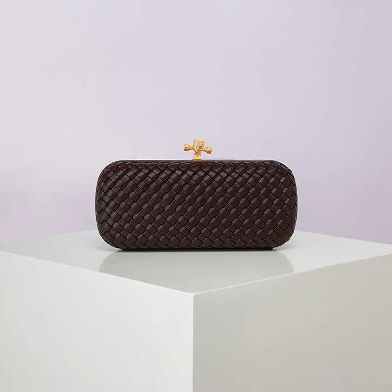 Bolsa Transversal B Home de PU Trançado, Bolsa de Ombro ande com Corrente, Estilo Europeu Moderno, Superfície ia, Cor Pura