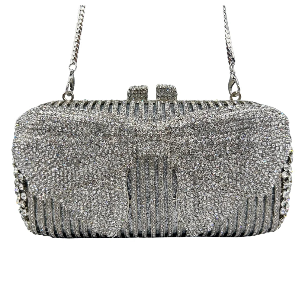 Bolsa de diamante em forma de arco de luxo de alta qualidade, festa de casamento de diamante, bolsa, bolsa de noite, embreagem de cristal