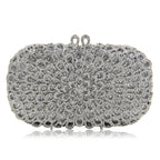 Strass vazio metal cristal jantar diamante bolsa de embreagem feminina mini crossbody com corrente de strass floral frisado sacola