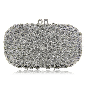 Strass vazio metal cristal jantar diamante bolsa de embreagem feminina mini crossbody com corrente de strass floral frisado sacola