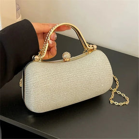 Mini bolsa de noite brilhante, bolsa com corrente de strass, bolsa de banquete com glitter de luxo, perfeita para festa, casamento, baile, jantar/banquete