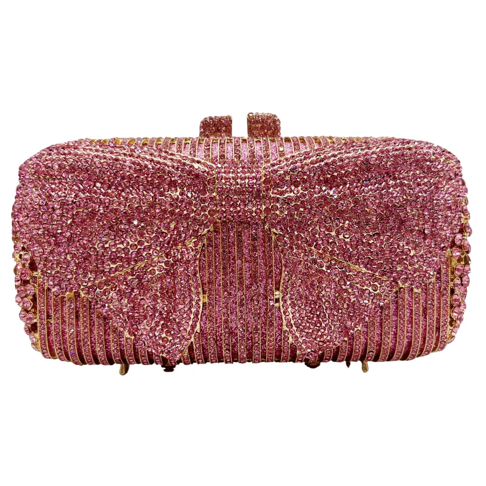 Bolsa de diamante em forma de arco de luxo de alta qualidade, festa de casamento de diamante, bolsa, bolsa de noite, embreagem de cristal
