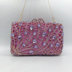 Corrente quadrada horizontal cheia de diamantes bolsa de embreagem algas diamante jantar saco banquete bolsa feminina