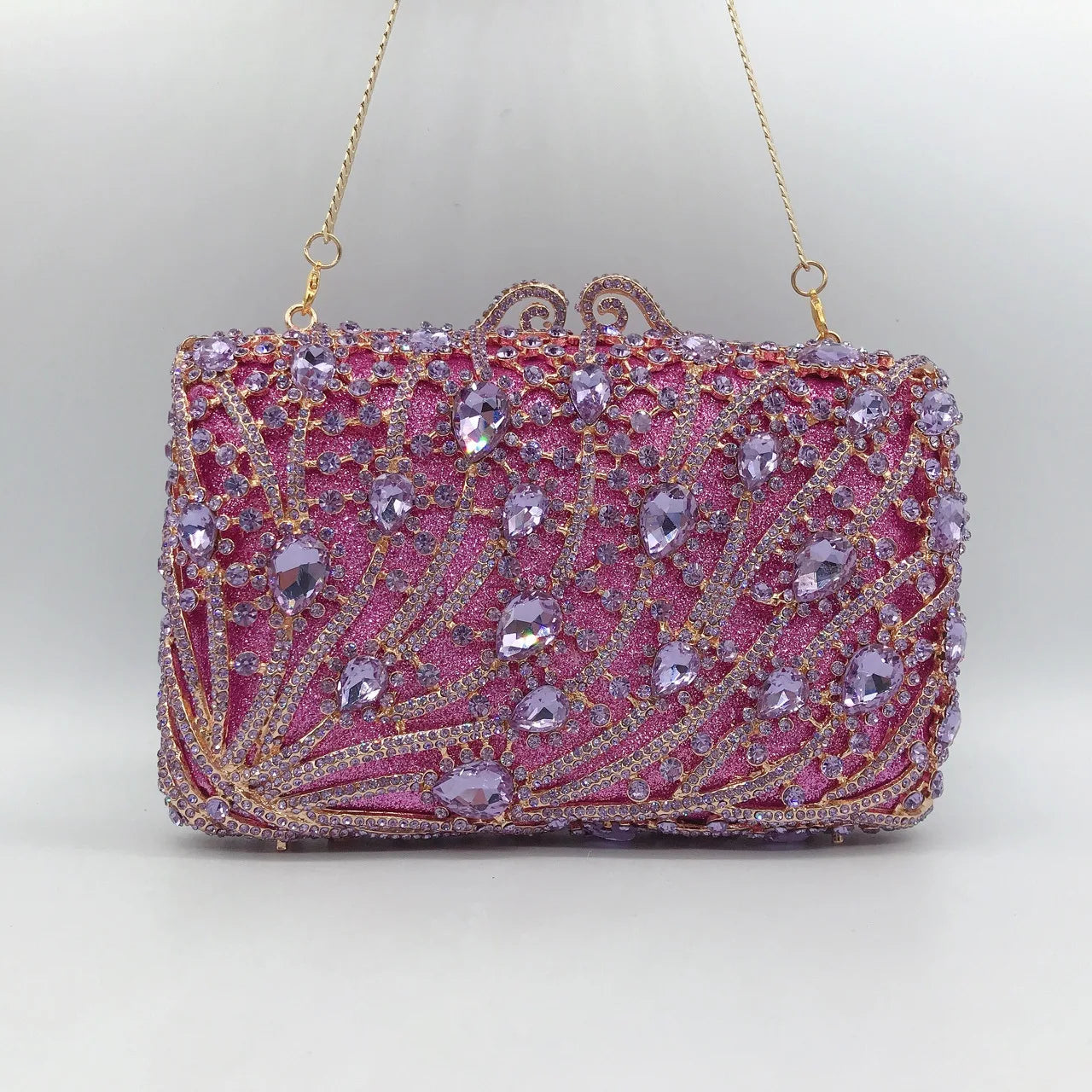 Corrente quadrada horizontal cheia de diamantes bolsa de embreagem algas diamante jantar saco banquete bolsa feminina