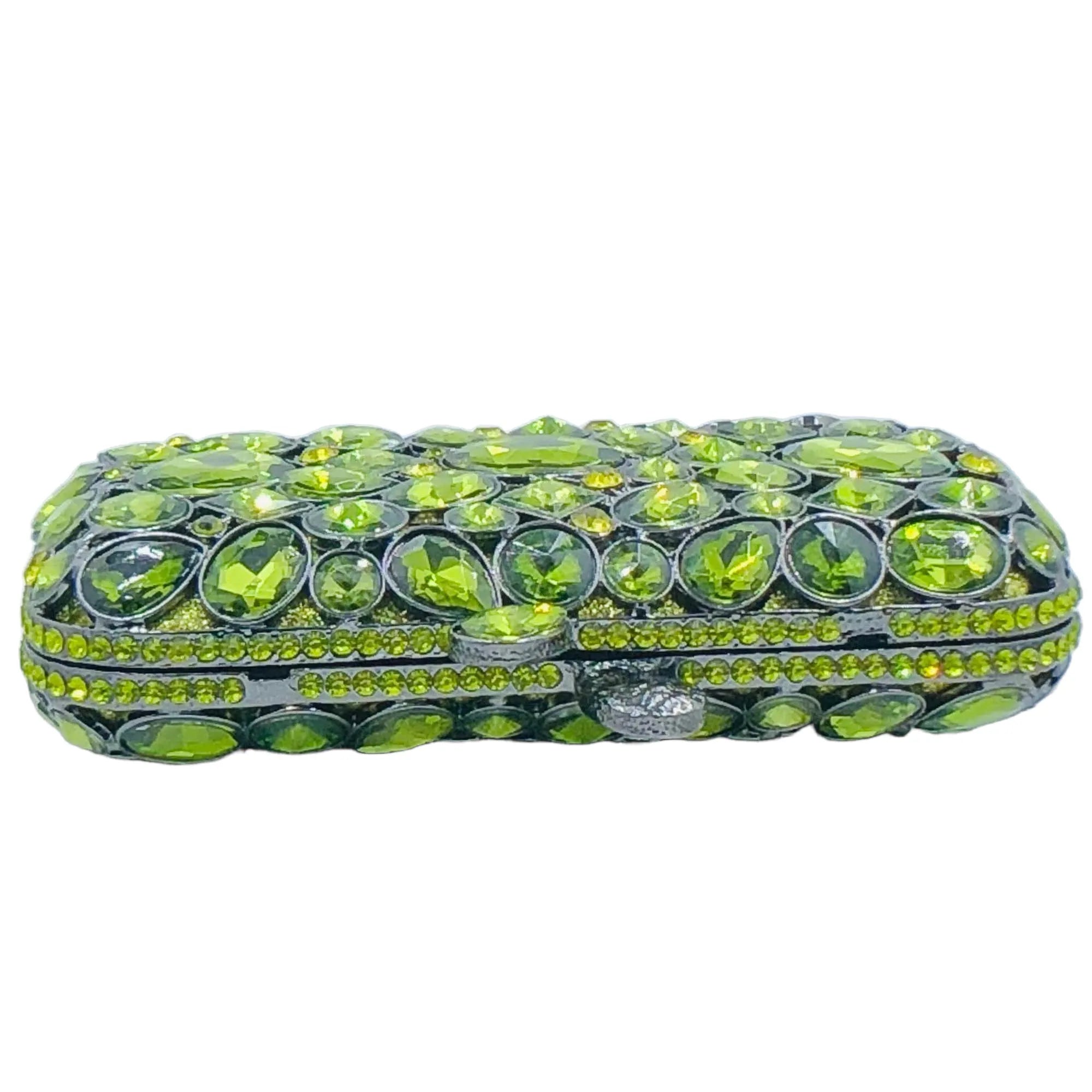 Boutique de fgg bolsas de embreagem verdes para festa feminina, bolsas minaudiere de noite com strass brilhantes, bolsa de embreagem de casamento com pedras preciosas grandes