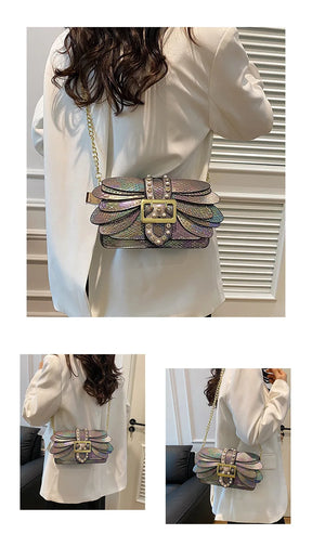 Pérola colorida rebitada saco gradiente libélula rebitada asas ombro sacola elegante noite embreagem para bolsas femininas