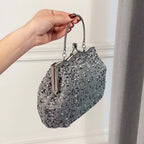 Bolsa de design de lantejoulas para mulheres, grande capacidade, portátil, frisada, bolsa de casamento, acessórios de moda