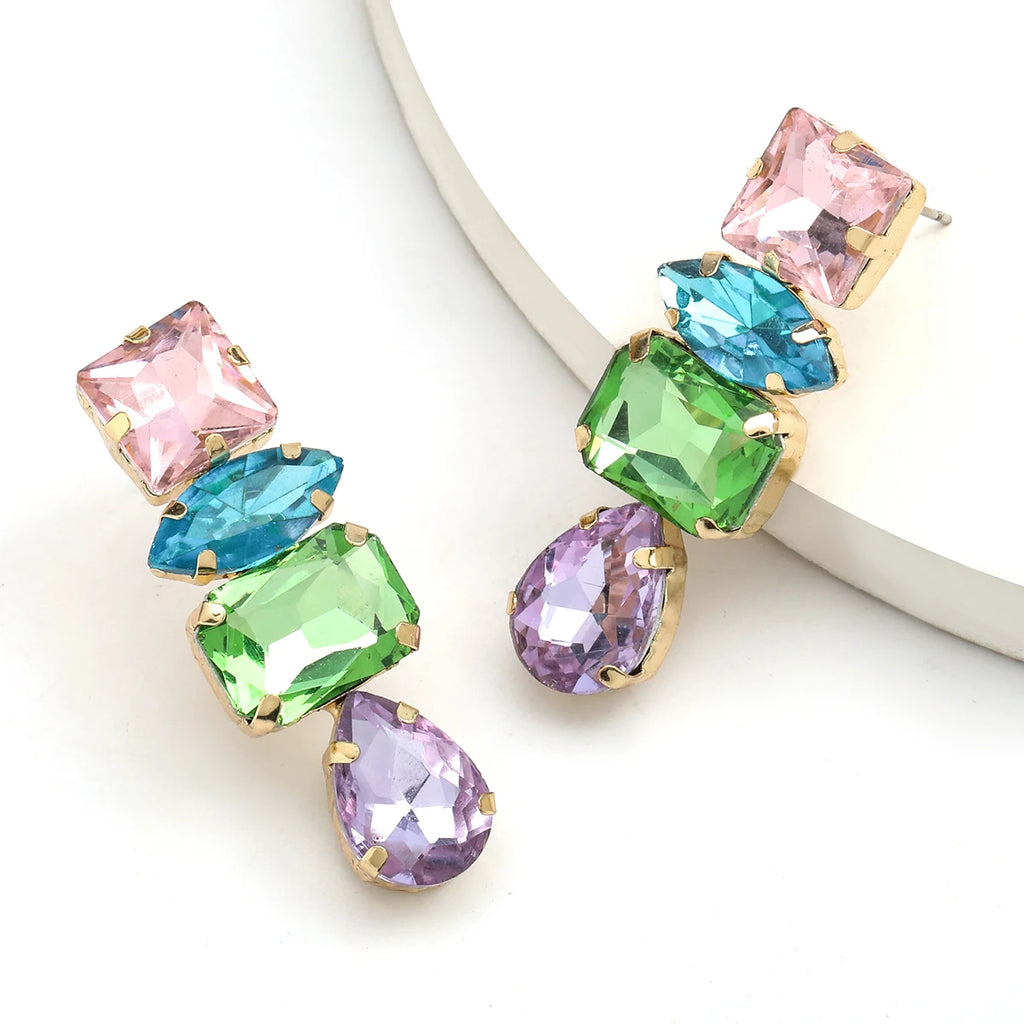 Moda personalidade menina strass gota de água balançar brincos feminino elegante temperamento jóias acessórios