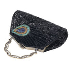 Bolsa retrô crossbody com miçangas brilhantes, para noite, cheongsam, bolsa de nuvem de poliéster macio, formato de zíper, fivela, fechamento, combinação diária