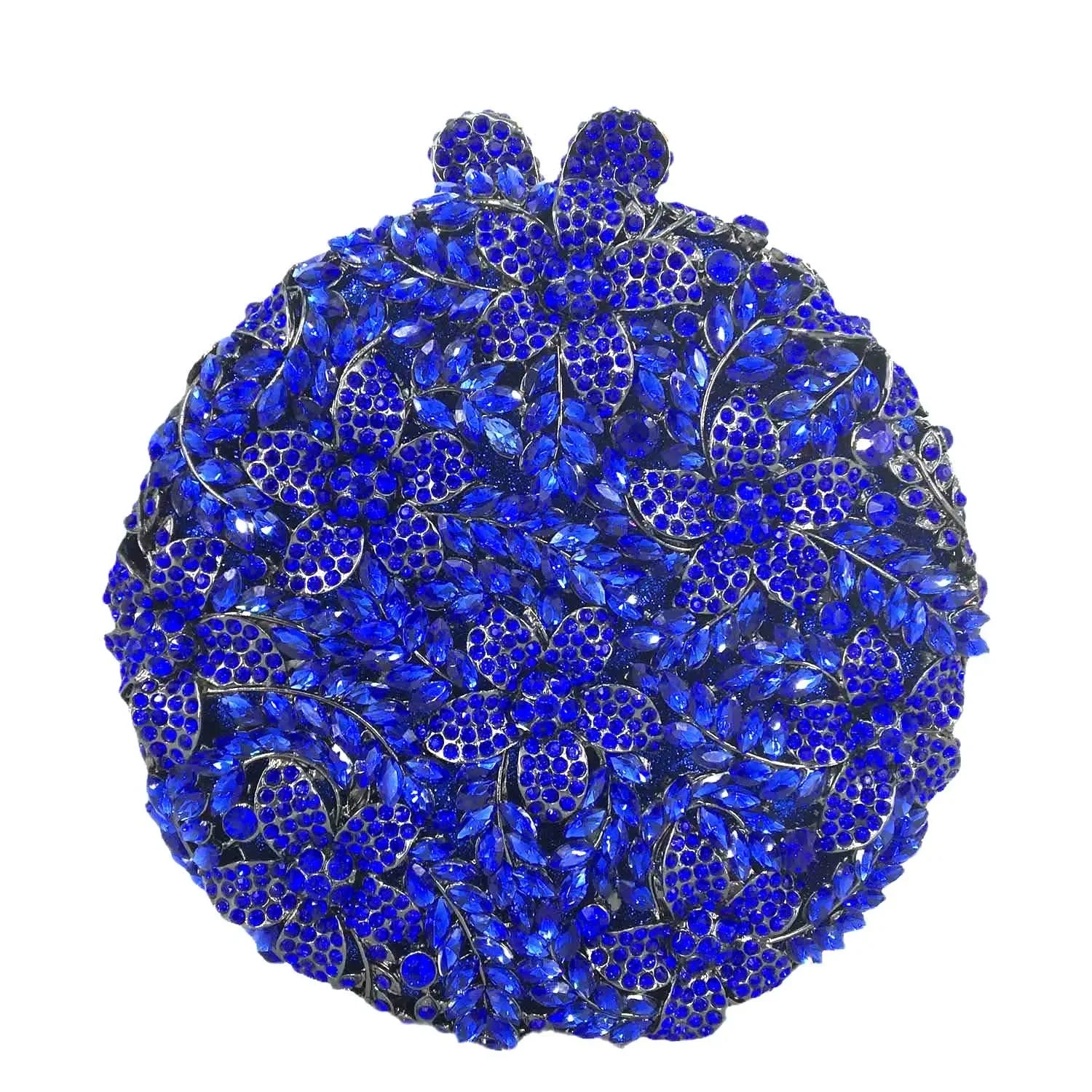 Boutique de fgg luz azul safira flor cristal sacos de noite para festa de casamento feminino strass bolsas nupcial saco de embreagem