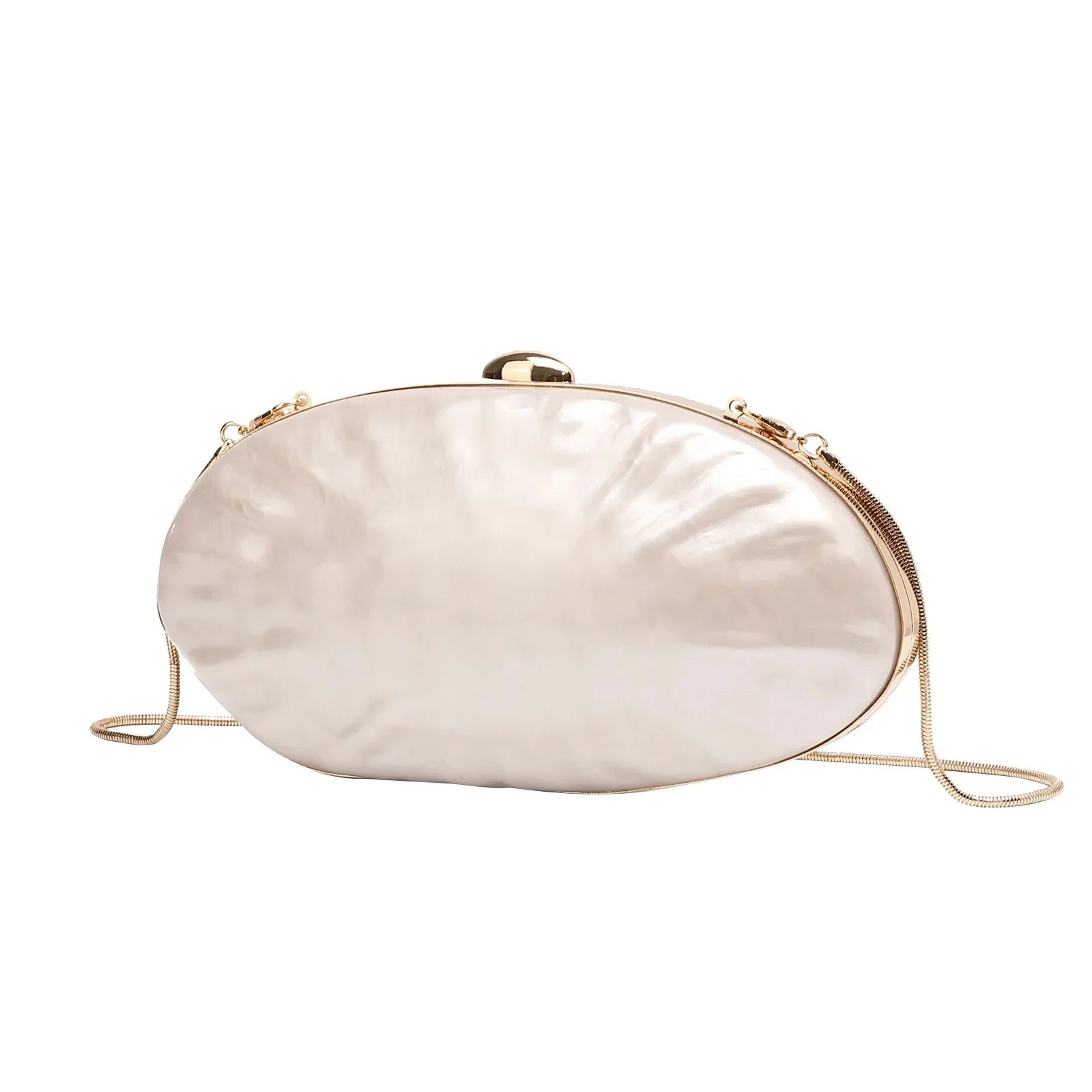 Novo 2025 acrílico concha ganso ovo bolsa de noite festa banquete bolsa feminina casca dura embreagem com alça corrente