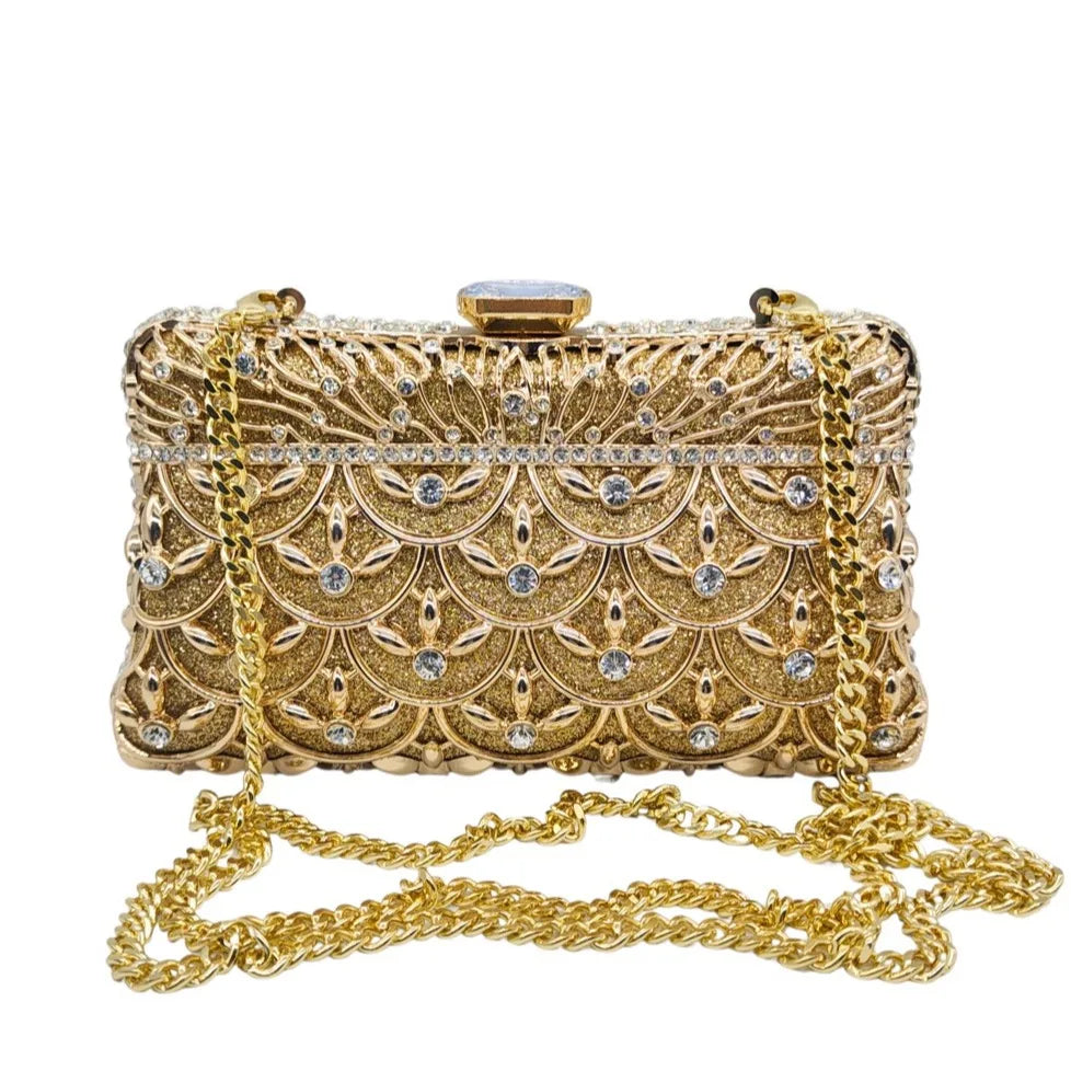 Cristal strass strass vestido de noite bolsa, alta qualidade, ouro metal embreagem saco, diamante embreagem bolsa, cadeia ombro saco