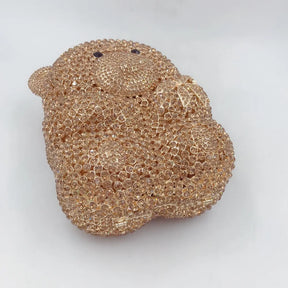 Urso de pelúcia dos desenhos animados strass saco vazio metal cristal jantar artesanal diamante bolsa feminina acessível glitter acolchoado crossbody