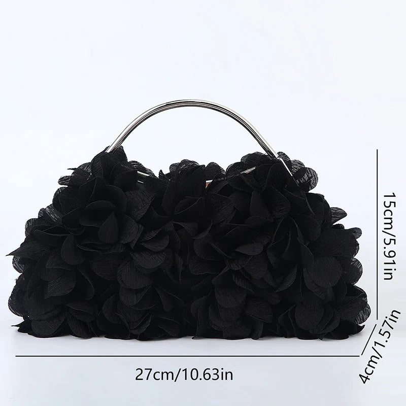 Flor noite bolsa de embreagem estilo doce floral casamento romântico nupcial bolsa alça metal banquete jantar vestido sacos com corrente