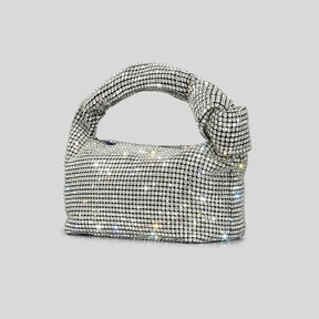 Alça strass nó sacos de noite prata cristal alça superior saco para mulheres bolsas e bolsas luxo designer bolsa tote