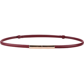 Novo cinto fino de luxo feminino moda doce cor couro genuíno fivela de ouro para vestido jeans decorativo senhora cintura