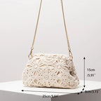 Bolsa crossbody de tecido oco padrão, bolsa de praia de palha boêmia, conjunto Chrochel, estilo premium, Trav Must Haves, bolsa Pach para mulheres