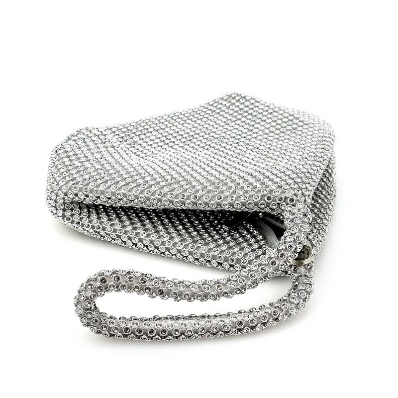 Strass macios pequenos sacos de noite diamantes dia embreagem zíper bolso bolsa de dinheiro com preto ouro prata sacos