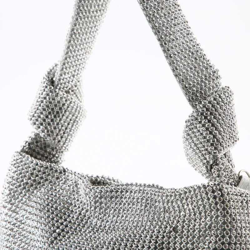 Bolsa de noite artesanal com broca completa, diamante de água, grande, king size, forro de poliéster macio, compartimento interno