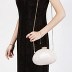 Moda feminina glamourosa elegante novidade em forma de concha bolsa de embreagem acrílico longa corrente saco de noite festa jantar banquete bolsas