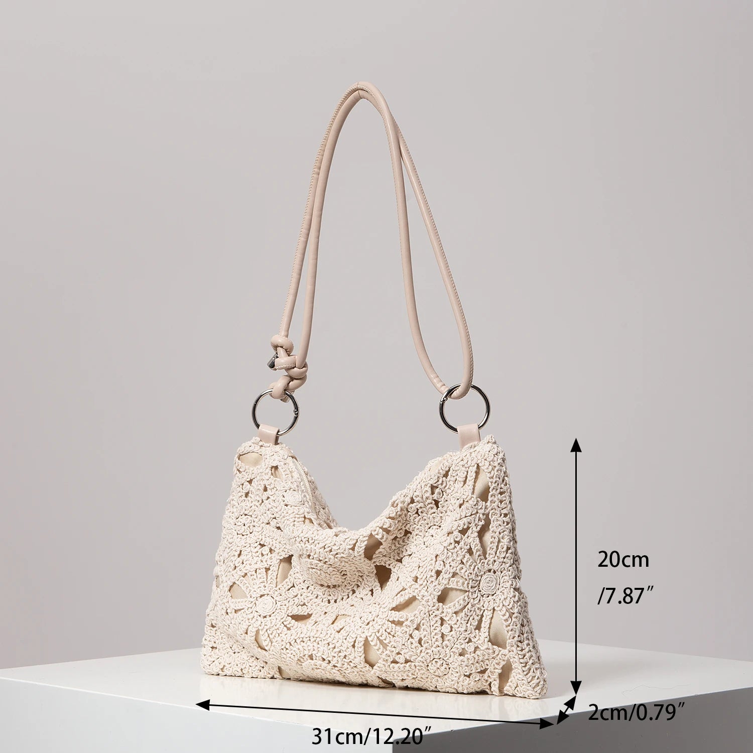 Sacolas de ombro de tricô oco com padrão para mulheres, bolsas de praia boho para mulheres, roupas de férias, bolsa de guê (padrão aleatório)