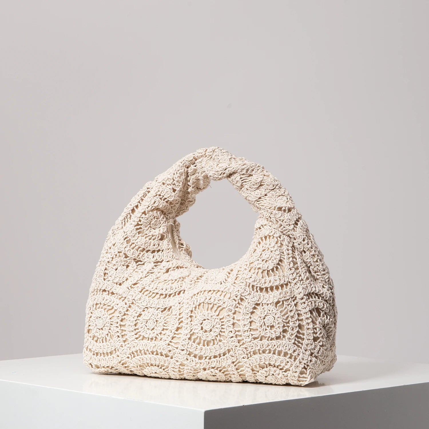 Bolsa de tecido oco com padrão, bolsas de praia boêmia para mulheres, conjunto de crochê, acessórios de praia femininos, Trav Must Haves (padrão aleatório)