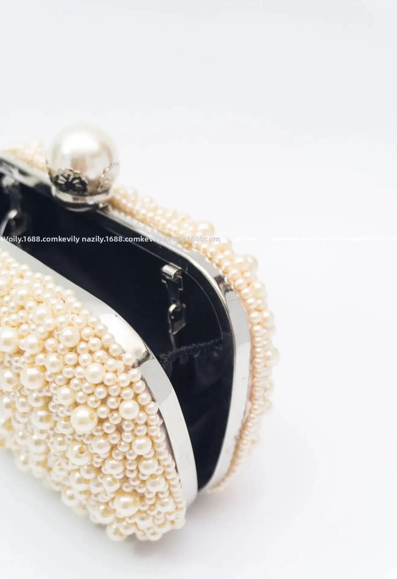 Keweli cor pura grânulo bordado pérola saco de noite portátil doce elegante fibra poliéster dureza compartimento interior