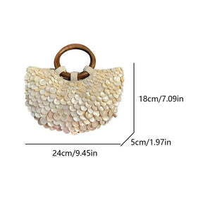 Concha frisada bolsa de embreagem artesanal alça superior saco luxo designer noite bolsa noite para as mulheres férias verão