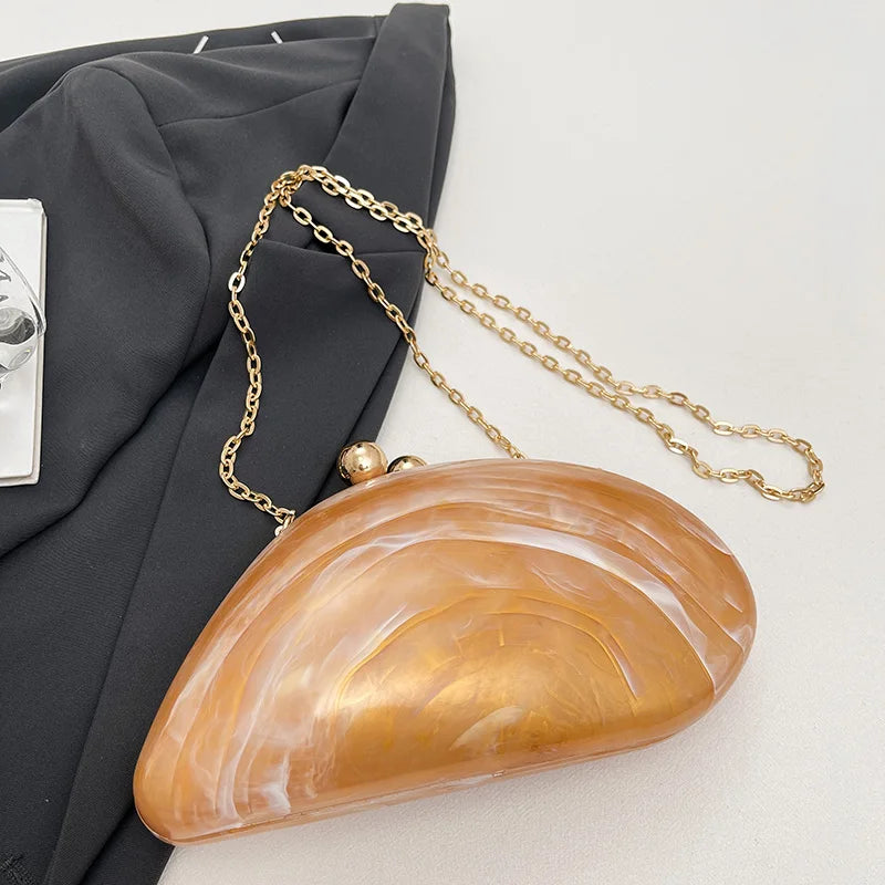 Bolsa de mão de noite acrílica em formato irregular, bolsa de mão luxuosa brilhante para mulheres, bolsa para vestido de festa de coquetel