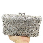 Boutique De FGG Bolsas e embreagens de noite com flores artesanais, bolsas e bolsas de mão com strass dourados, bolsa de embreagem de noiva para casamento