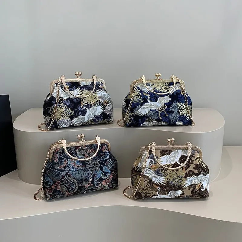 Moda vintage franja saco pequeno escudo sacos corrente feminina ombro crossbody saco guindaste voando bolsas femininas bordados