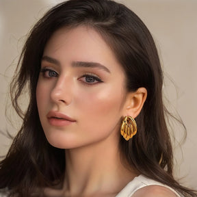 Brincos de argola geométricos irregulares de aço inoxidável, para mulheres, vintage, banhado a ouro, metal liso, joias, presente