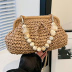 Bolsas de palha femininas da moda, bolsas de ombro estilo tecido moderno e de nicho, bolsas crossbody.