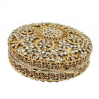 Boutique de fgg (em estoque) redondo circular oco para fora das mulheres cristal embreagem noite minaudiere saco casamento bolsa nupcial