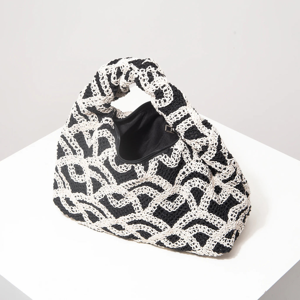 Bolsa de tecido oco com padrão, bolsas de praia boêmia para mulheres, conjunto de crochê, acessórios de praia femininos, Trav Must Haves (padrão aleatório)