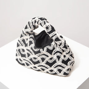 Bolsa de tecido oco com padrão, bolsas de praia boêmia para mulheres, conjunto de crochê, acessórios de praia femininos, Trav Must Haves (padrão aleatório)