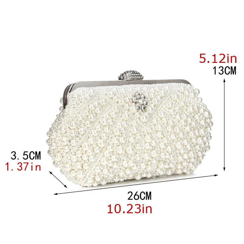 Beading mulheres sacos de noite bordado concha flor diamantes baile embreagem com alça pérola bolsas