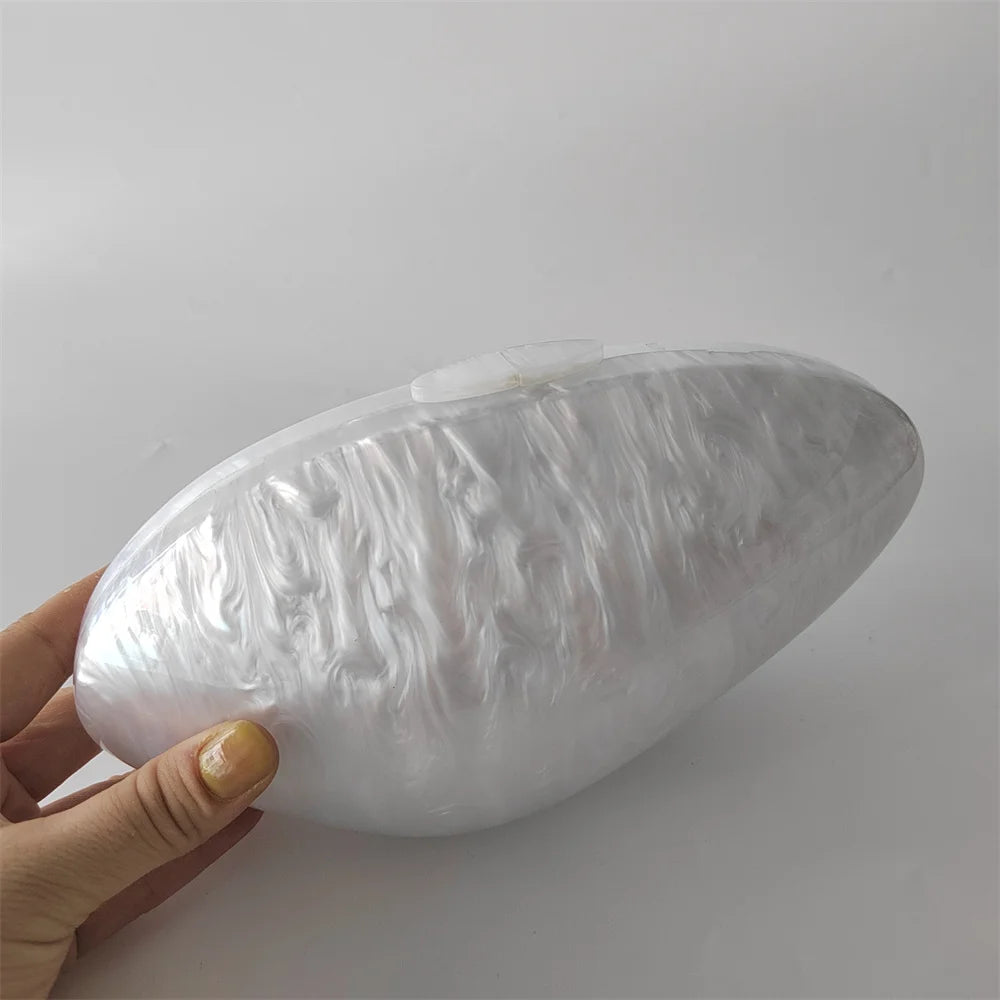 Embreagens de caixa de acrílico branco perolado feminino, mini carteira, forma irregular, festa noturna, viagem, bolsas Gilr, bolsa para mulheres