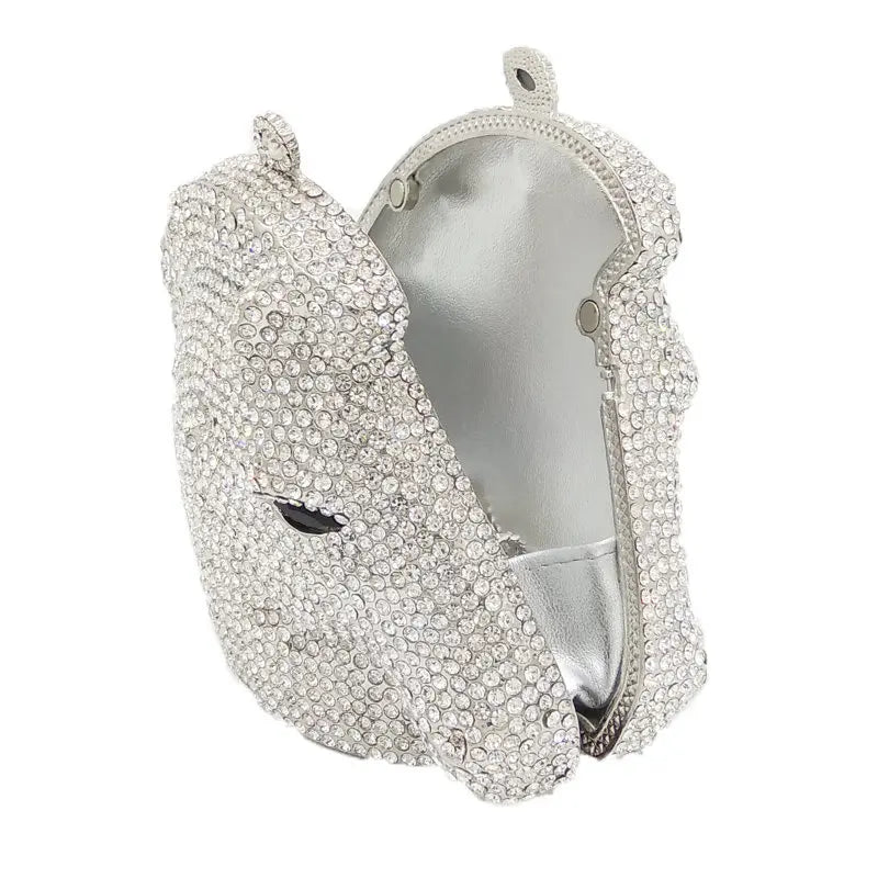 Boutique de fgg cabeça de cavalo dourado feminino cristal noite bolsa e bolsa festa casamento minaudiere animal strass saco embreagem