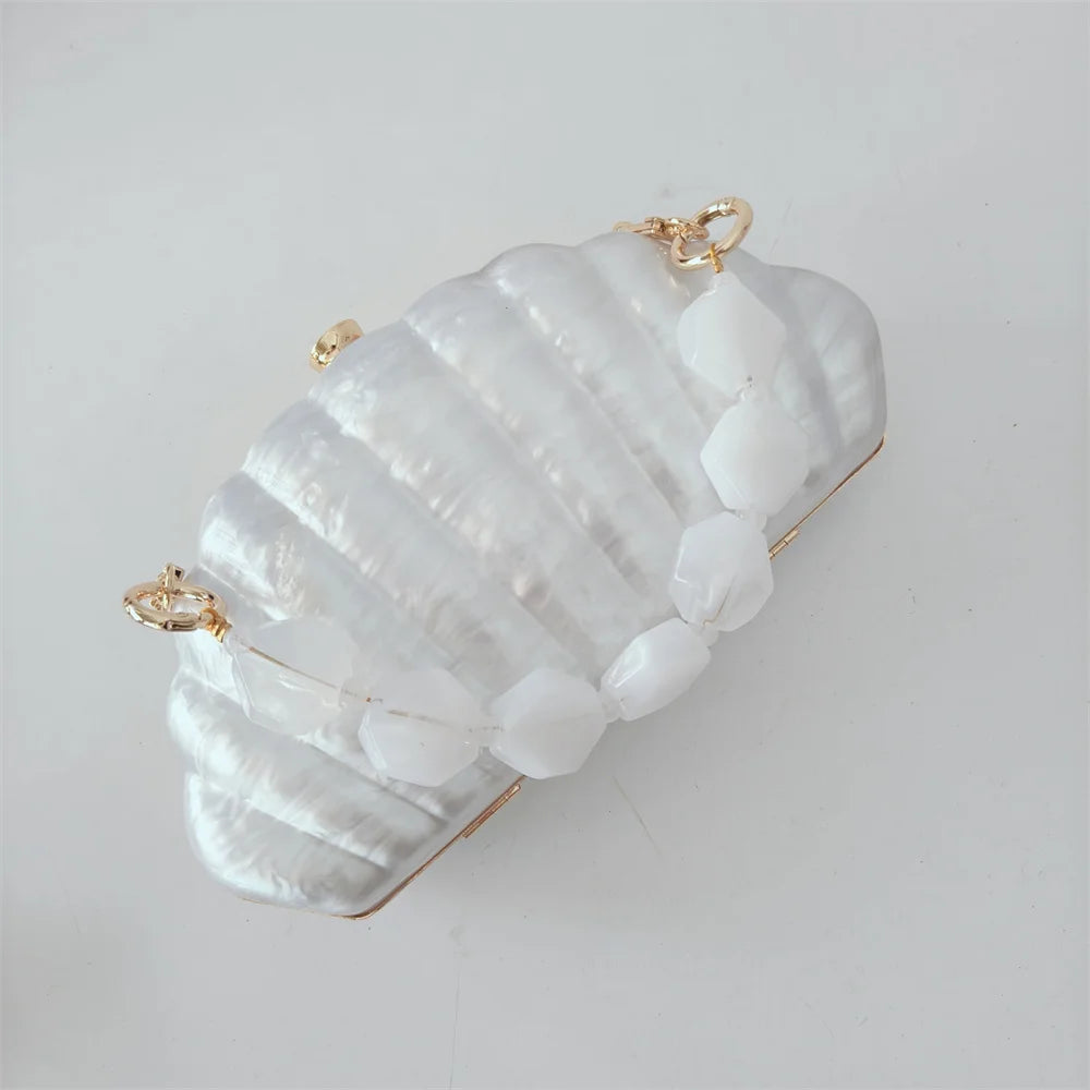 Mini carteira feminina concha ombro crossbody festa de casamento bolsa pérola acrílico sacos de noite designer lday bolsa de embreagem luxo