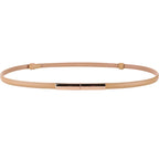 Novo cinto fino de luxo feminino moda doce cor couro genuíno fivela de ouro para vestido jeans decorativo senhora cintura