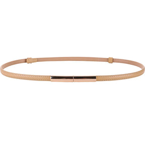 Novo cinto fino de luxo feminino moda doce cor couro genuíno fivela de ouro para vestido jeans decorativo senhora cintura