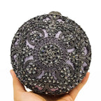 Boutique de fgg (em estoque) redondo circular oco para fora das mulheres cristal embreagem noite minaudiere saco casamento bolsa nupcial