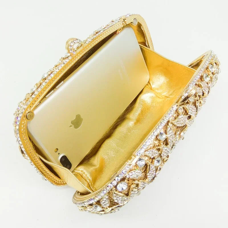 Boutique de fgg elegante flor feminina cristal sacos de noite e garras senhoras festa de casamento jantar bolsas de embreagem nupcial