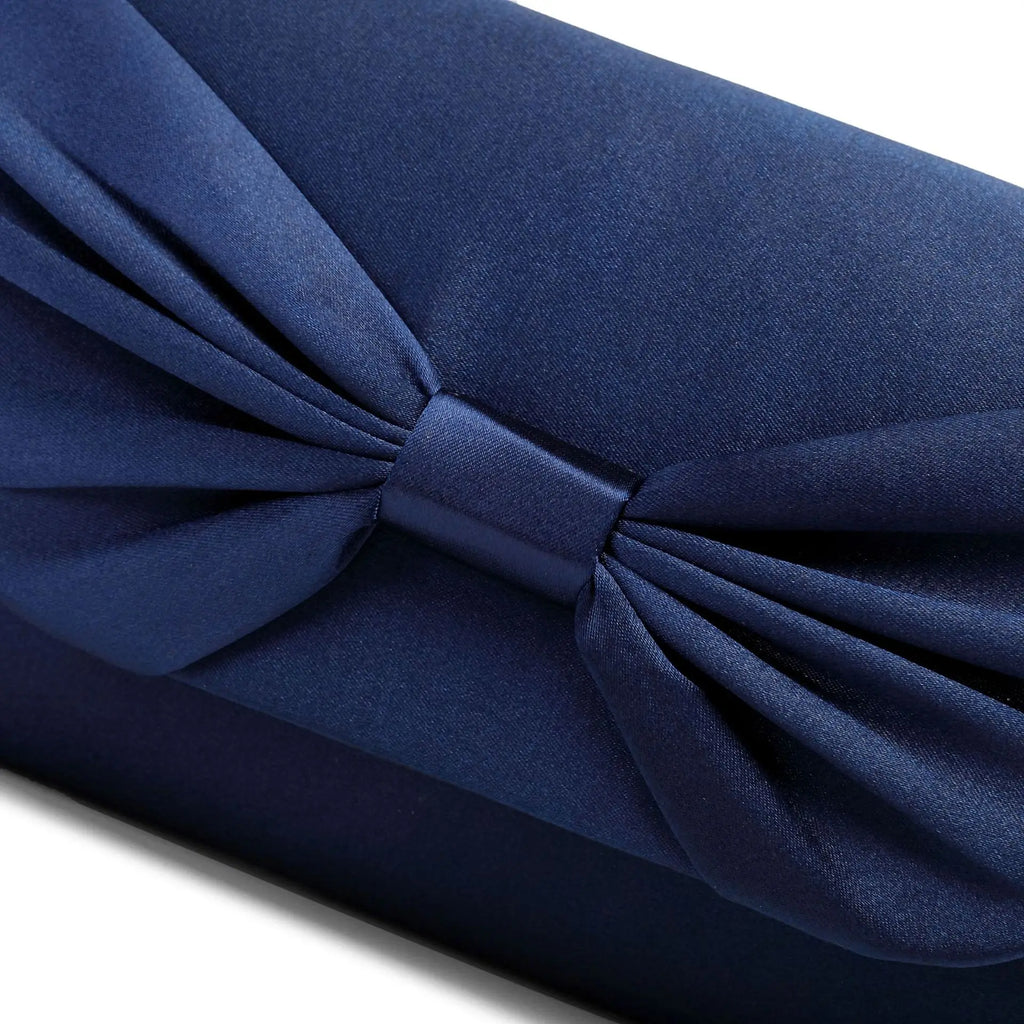 Bolsa de noite cetim bowknot para mulheres, embreagem elegante, bolsas nupciais, embreagens de casamento, corrente de metal, bolsa de ombro crossbody