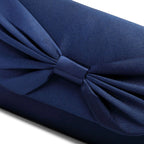 Bolsa de noite cetim bowknot para mulheres, embreagem elegante, bolsas nupciais, embreagens de casamento, corrente de metal, bolsa de ombro crossbody