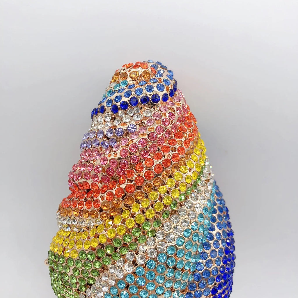 Nova chegada sorvete embreagens mulher colorido cristal bolsa aniversário baile de formatura diamante bolsa casamento festa de noiva presente saco noite